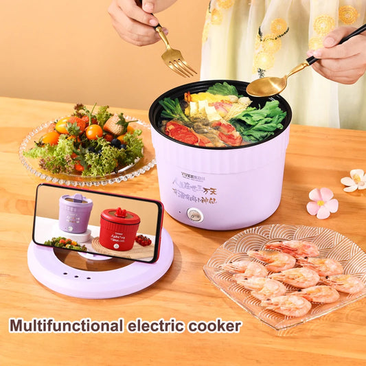 Mini olla eléctrica multifuncional de 1,2 l para el hogar, olla antiadherente portátil